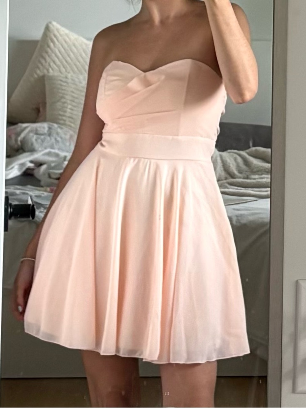 TFNC Strapless Sweetheart Blush Pink Party Dress